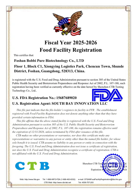 FDA Registration certified pet supplement manufacturing — US facility registration for pet supplement export